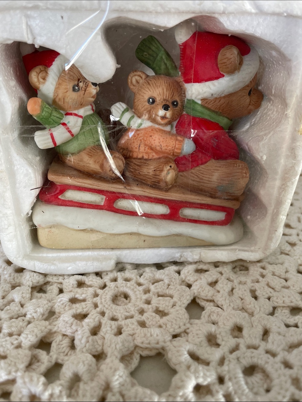 Vintage Homco Holiday Bear Sled